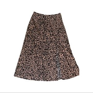 Leopard slit front skirt